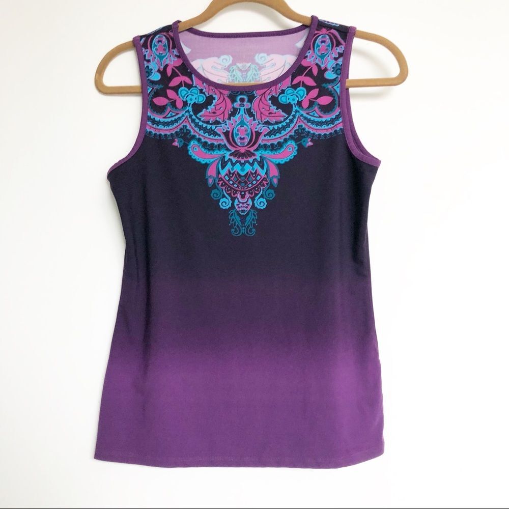 Athleta purple ombré boho medallion tank Sz S